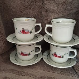 Pfaltzgraff Snow Village sauger/ cups